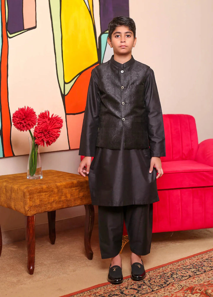 Real Image Jamawar Formal Boys Fancy Waistcoat - KWP-136