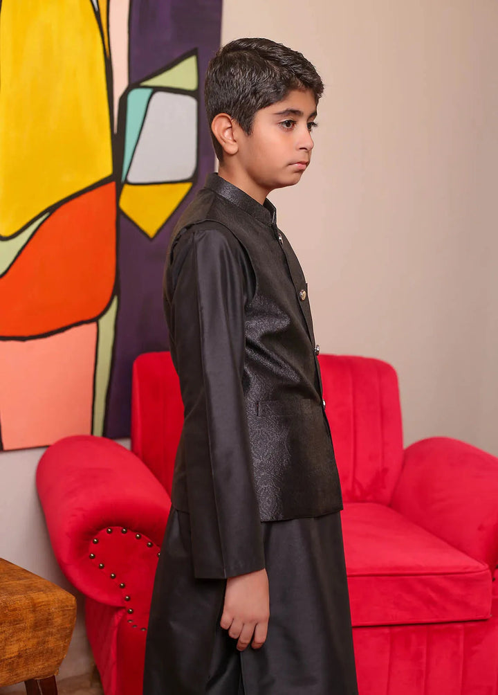 Real Image Jamawar Formal Boys Fancy Waistcoat - KWP-136