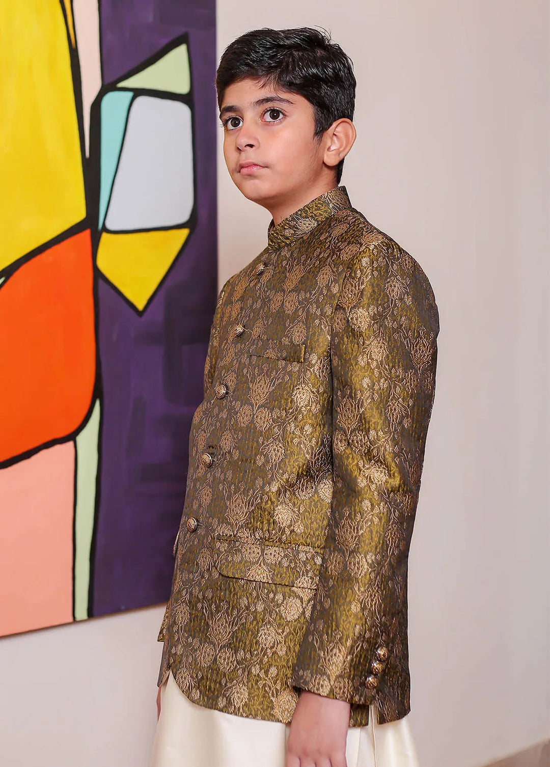 Real Image Jamawar Formal Boys Fancy Prince Coat - OKPC-006