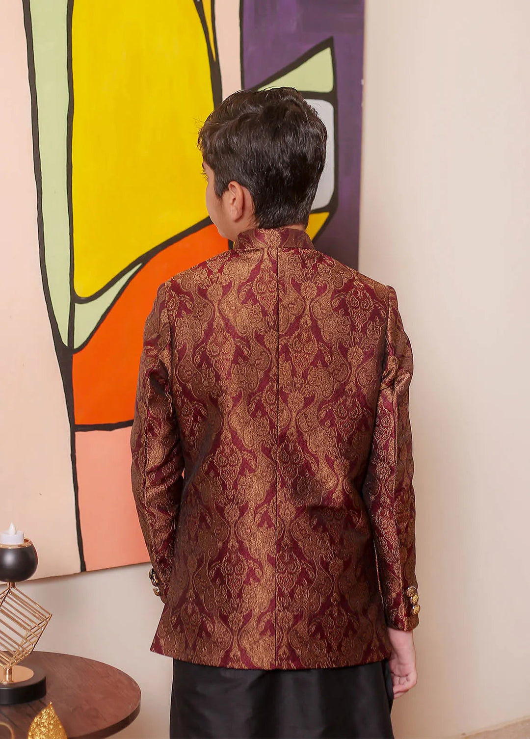 Real Image Jamawar Formal Boys Fancy Prince Coat - OKPC-020