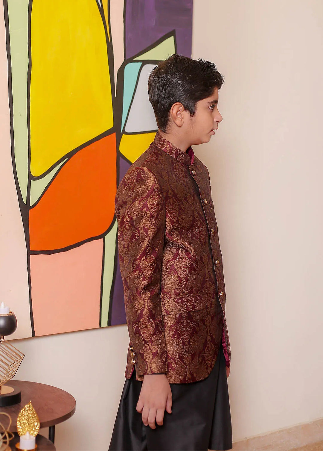 Real Image Jamawar Formal Boys Fancy Prince Coat - OKPC-020