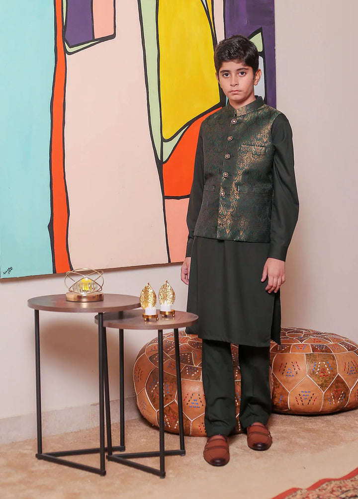 Real Image Jamawar Formal Boys Fancy Waistcoat - OKW-048A