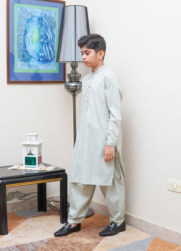 Real Image Wash N Wear Regular Fit Kurta Shalwar for Kids -  KS-022 Green