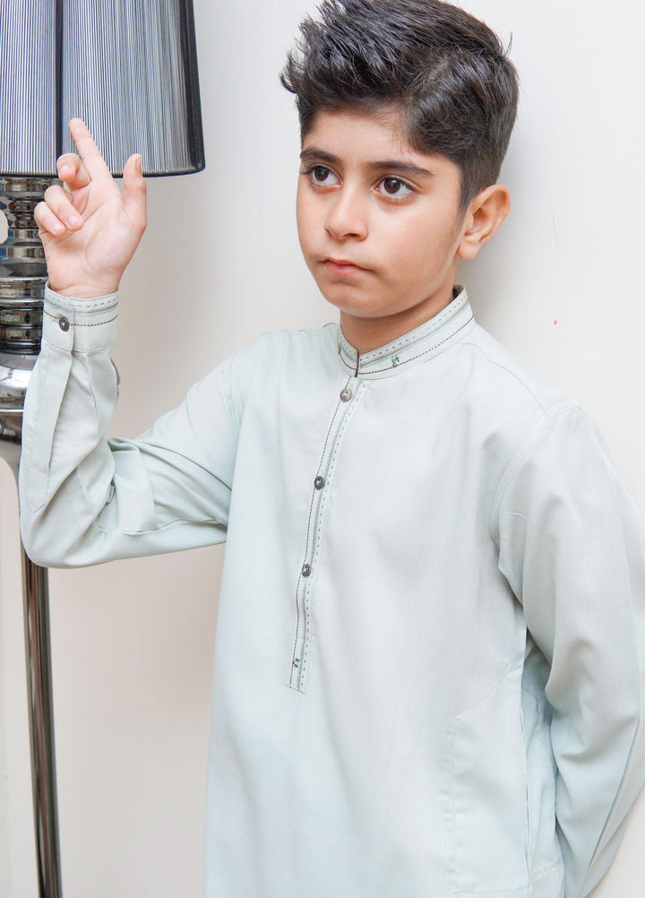 Real Image Wash N Wear Regular Fit Kurta Shalwar for Kids -  KS-022 Green