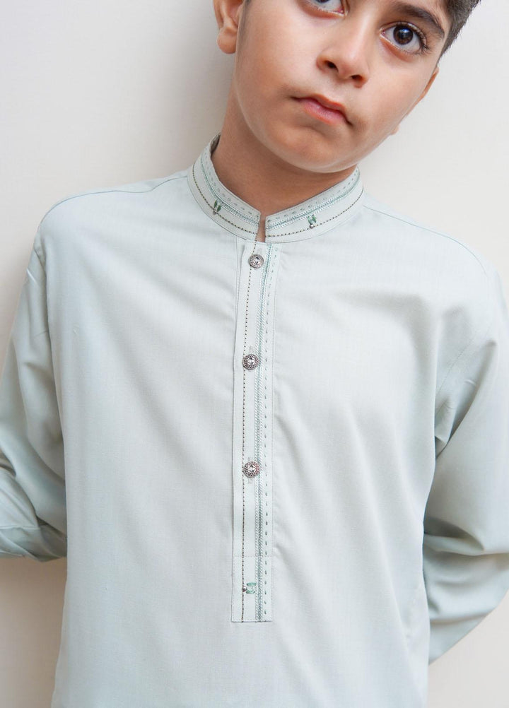 Real Image Wash N Wear Regular Fit Kurta Shalwar for Kids -  KS-022 Green