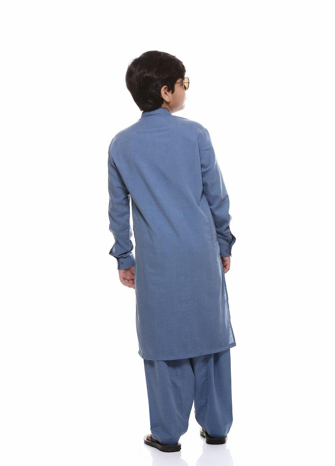 Real Image Wash N Wear Formal Kameez Shalwar for Boys -  22ks002-Blue