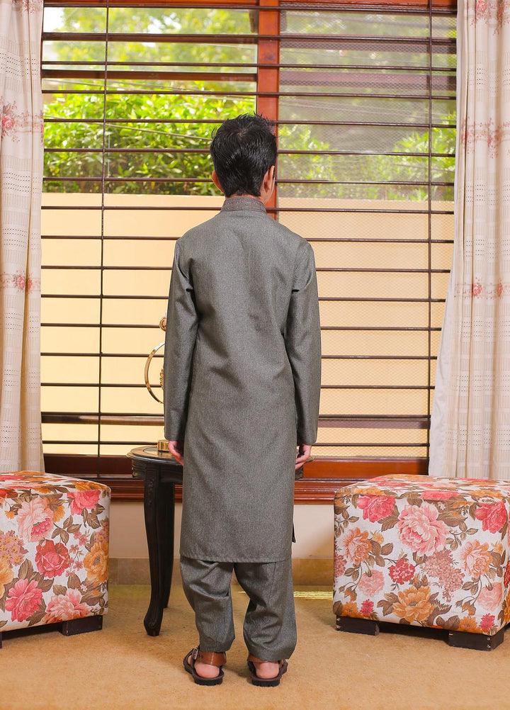 Real Image Wash N Wear Formal Kameez Shalwar for Boys -  22ks019-Green
