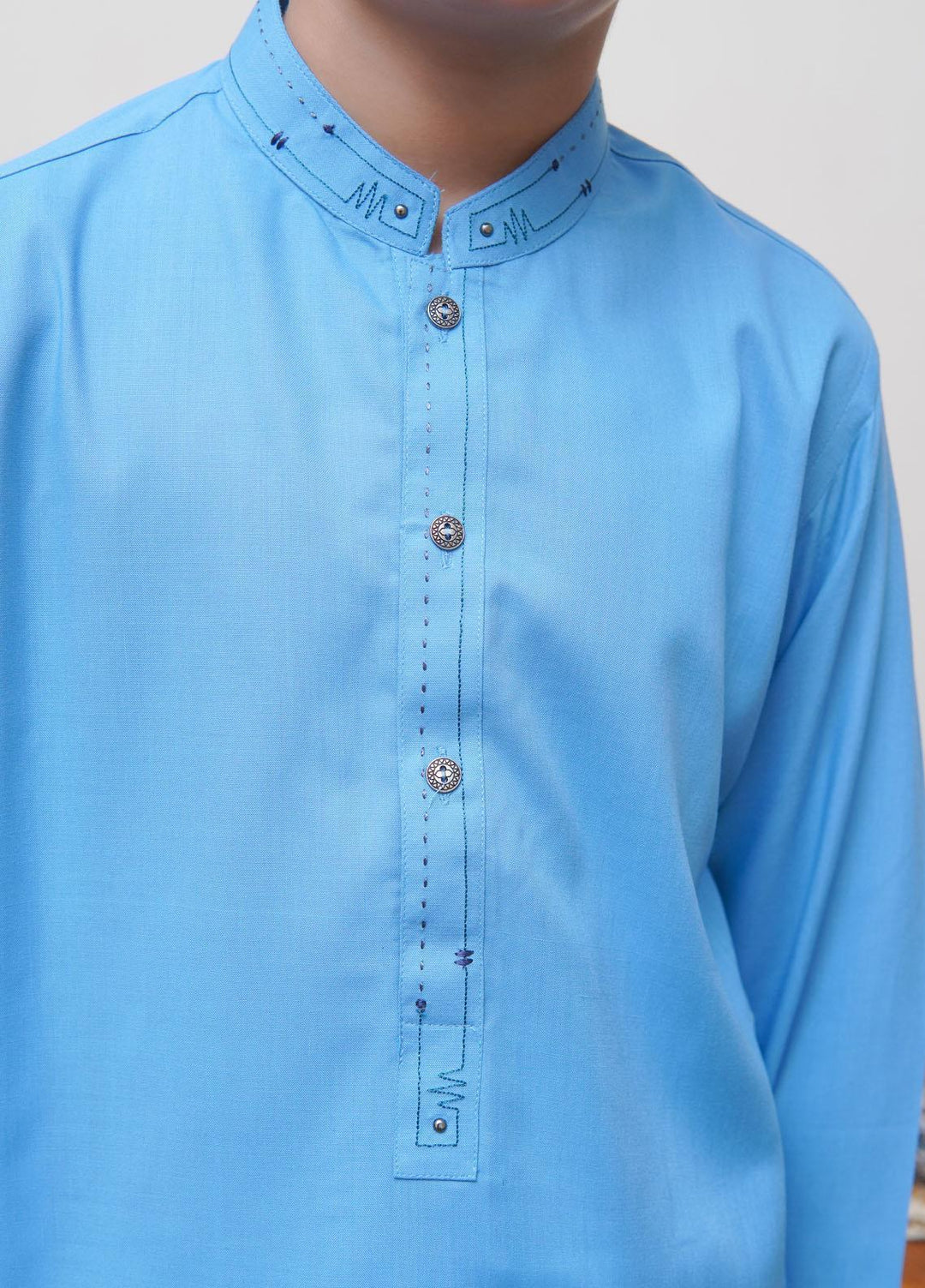 Real Image Wash N Wear Regular Fit Kurta Shalwar for Kids -  KS-021 Firozi