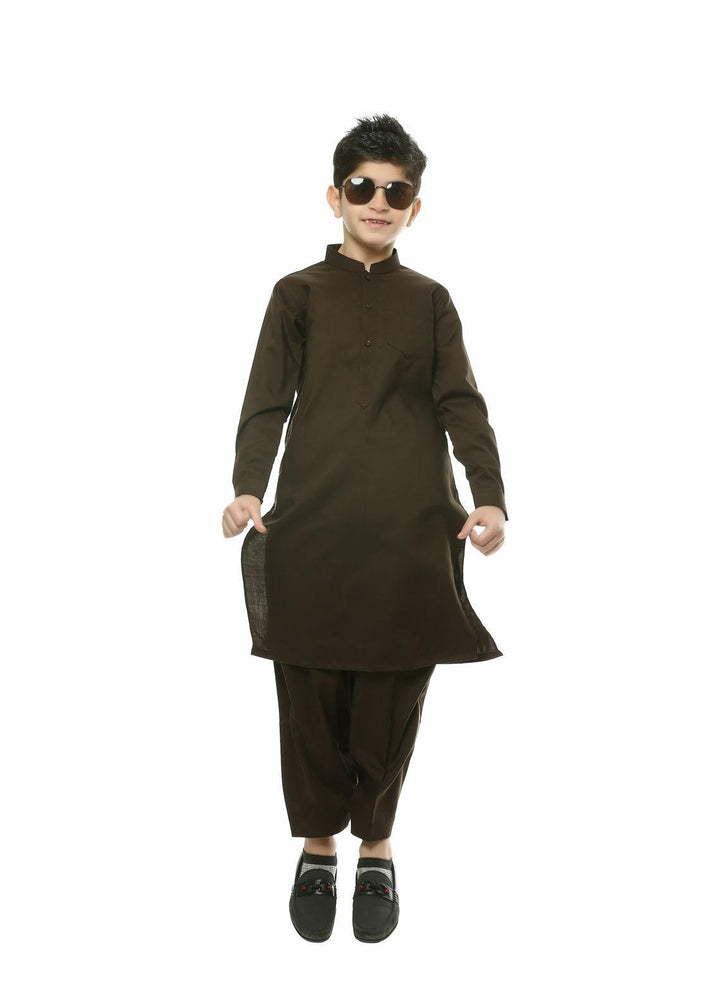 Real Image Wash N Wear Formal Kameez Shalwar for Boys -  22kp48-Brown