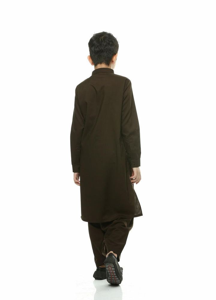 Real Image Wash N Wear Formal Kameez Shalwar for Boys -  22kp48-Brown