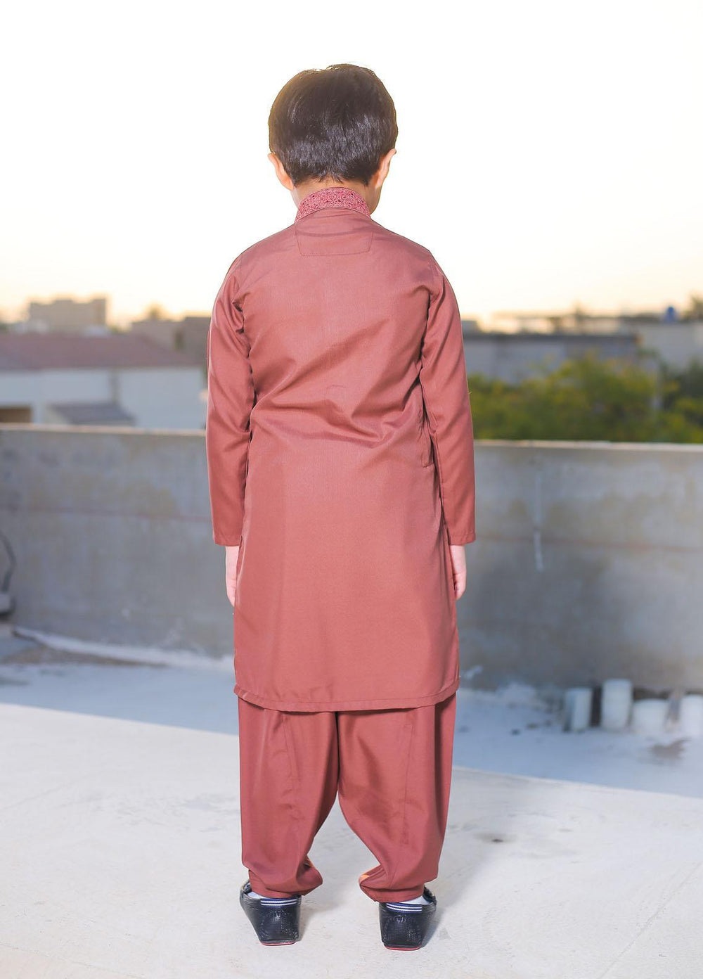 Real Image Wash N Wear Formal Kameez Shalwar for Boys -  22ks018-Copper