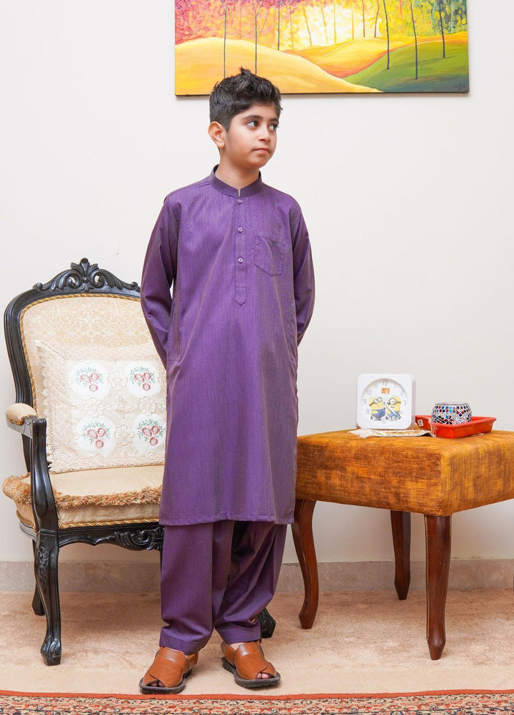 Real Image Wash N Wear Regular Fit Kurta Shalwar for Kids -  KP-59 Purple