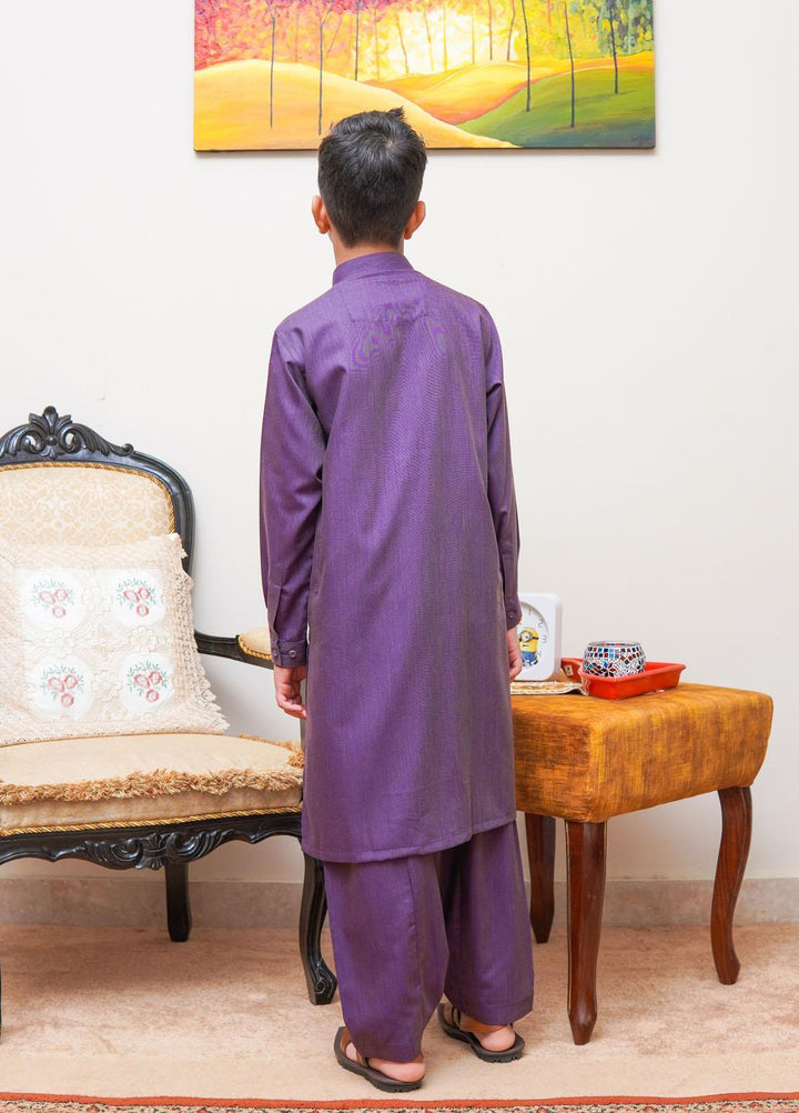 Real Image Wash N Wear Regular Fit Kurta Shalwar for Kids -  KP-59 Purple