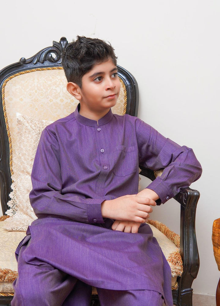 Real Image Wash N Wear Regular Fit Kurta Shalwar for Kids -  KP-59 Purple