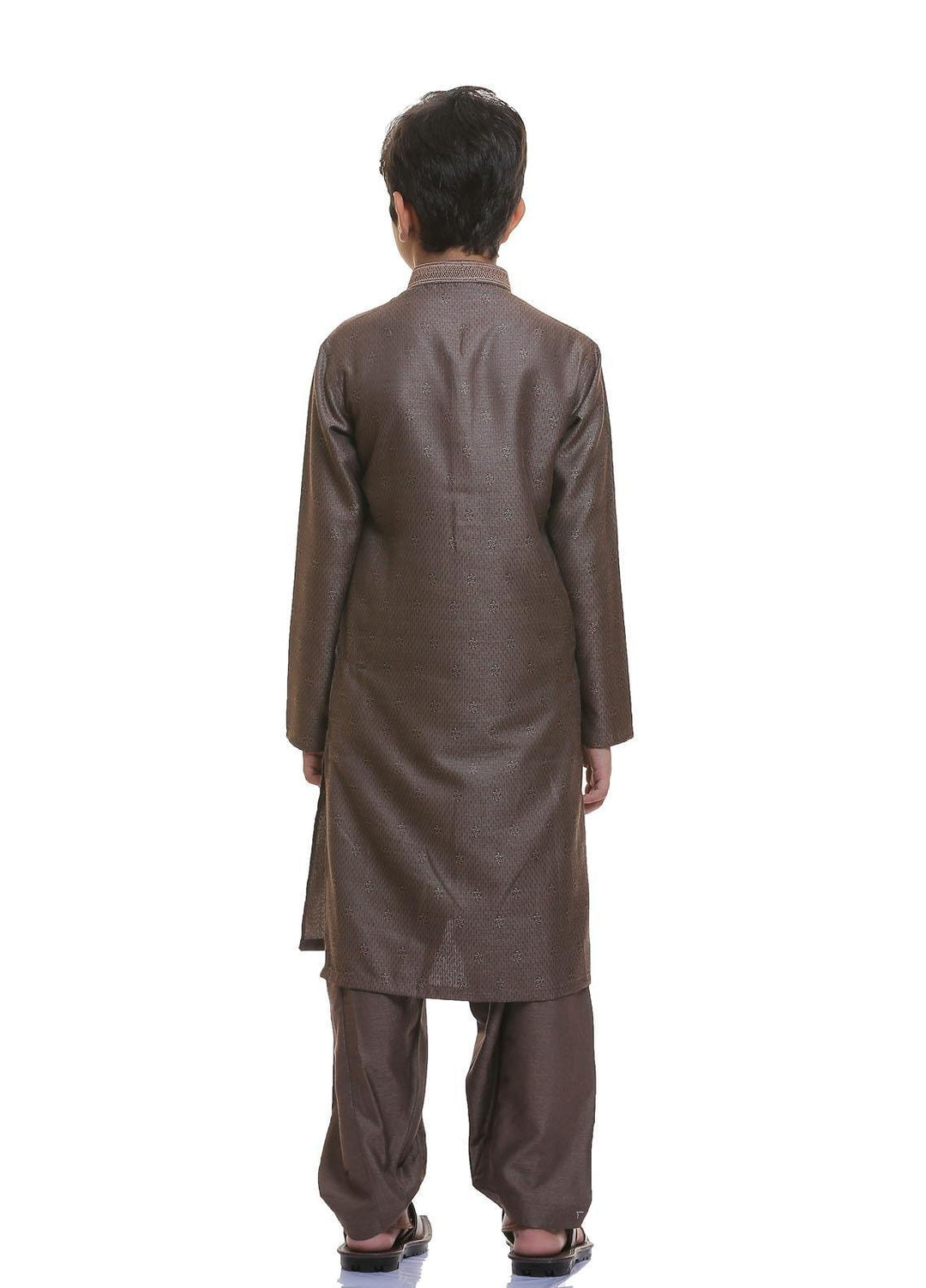 Real Image Wash N Wear Formal Kameez Shalwar for Boys -  22ks009-Brown