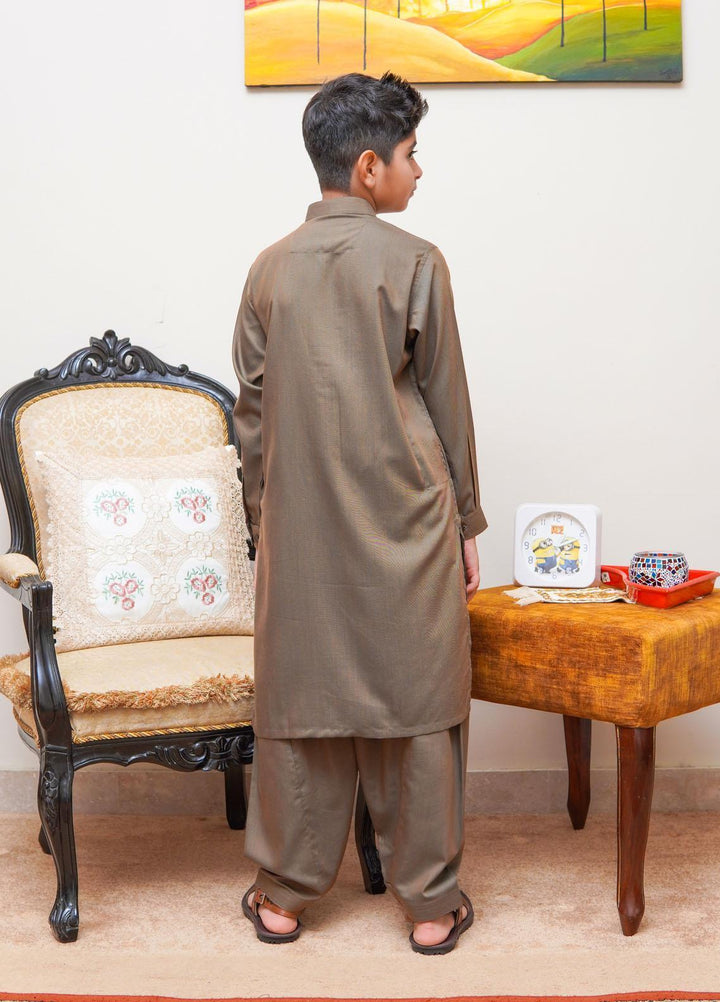 Real Image Wash N Wear Regular Fit Kurta Shalwar for Kids -  KP-59 Coffee