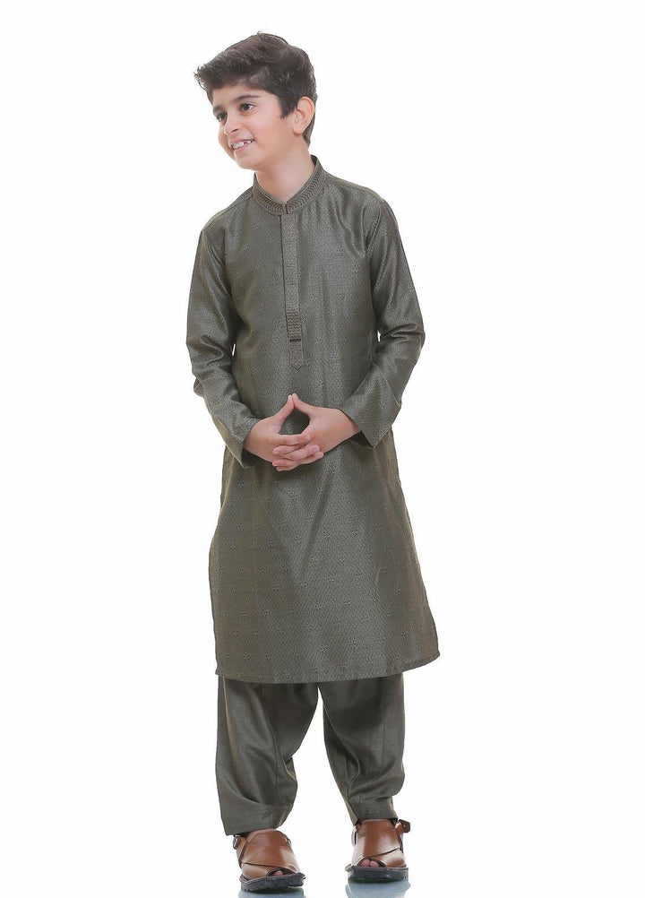 Real Image Wash N Wear Formal Kameez Shalwar for Boys -  22ks009-Green