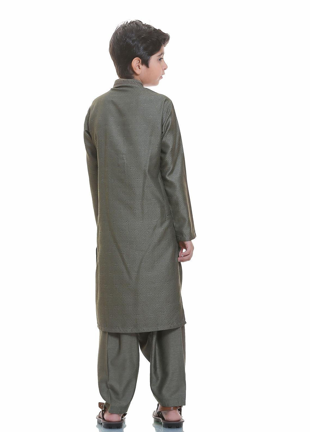 Real Image Wash N Wear Formal Kameez Shalwar for Boys -  22ks009-Green