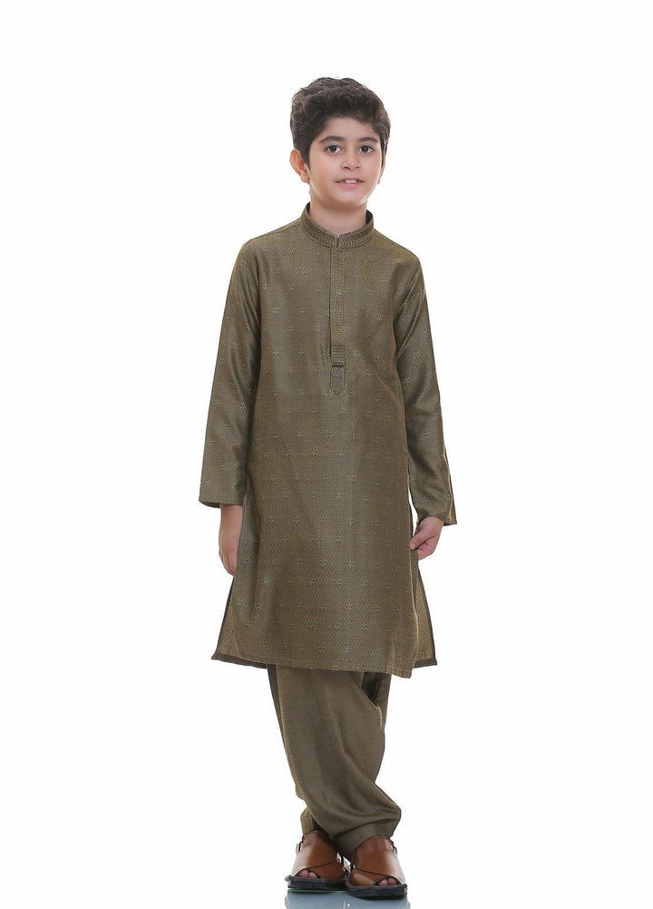 Real Image Wash N Wear Formal Kameez Shalwar for Boys -  22ks009-Gold