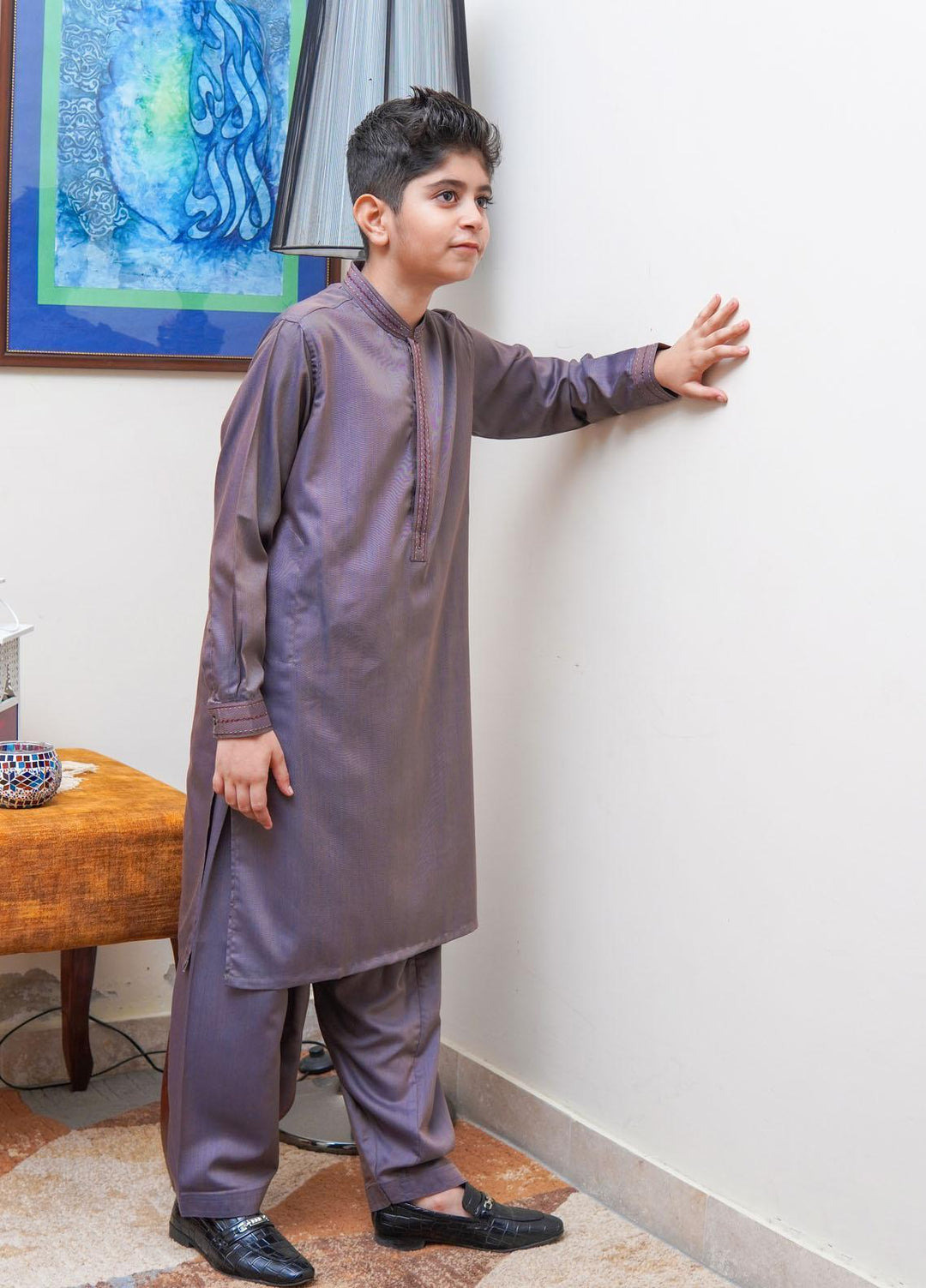 Real Image Wash N Wear Regular Fit Kurta Shalwar for Kids -  KS-023 Moove