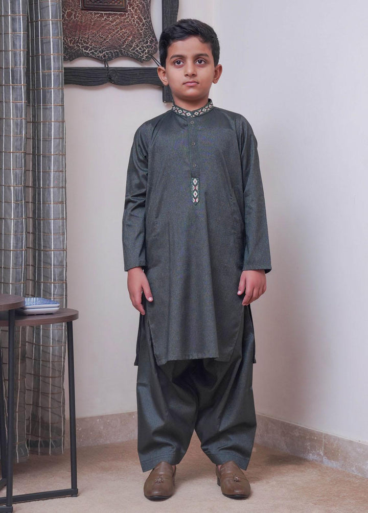 Real Image  Formal Kameez Shalwar for Boys -  KS-024 Green