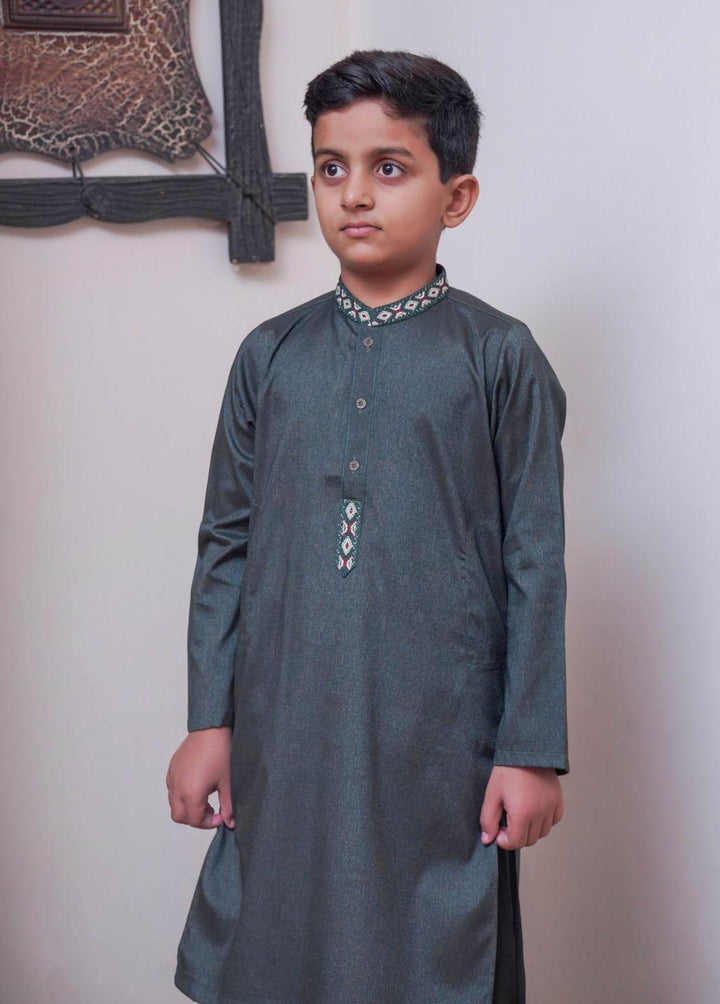 Real Image  Formal Kameez Shalwar for Boys -  KS-024 Green