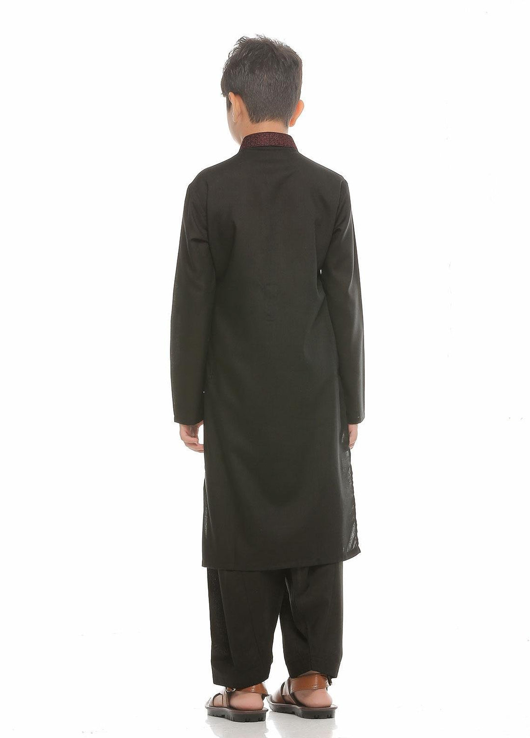 Real Image Wash N Wear Formal Kurta Shalwar for Boys -  KS-007 Black