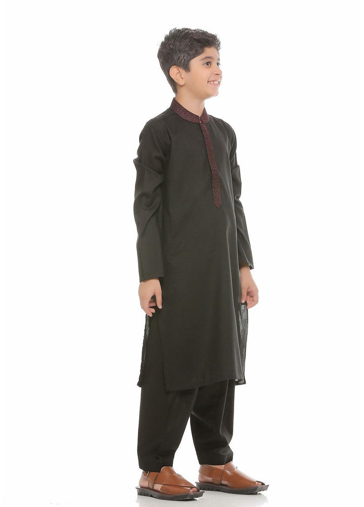 Real Image Wash N Wear Formal Kurta Shalwar for Boys -  KS-007 Black