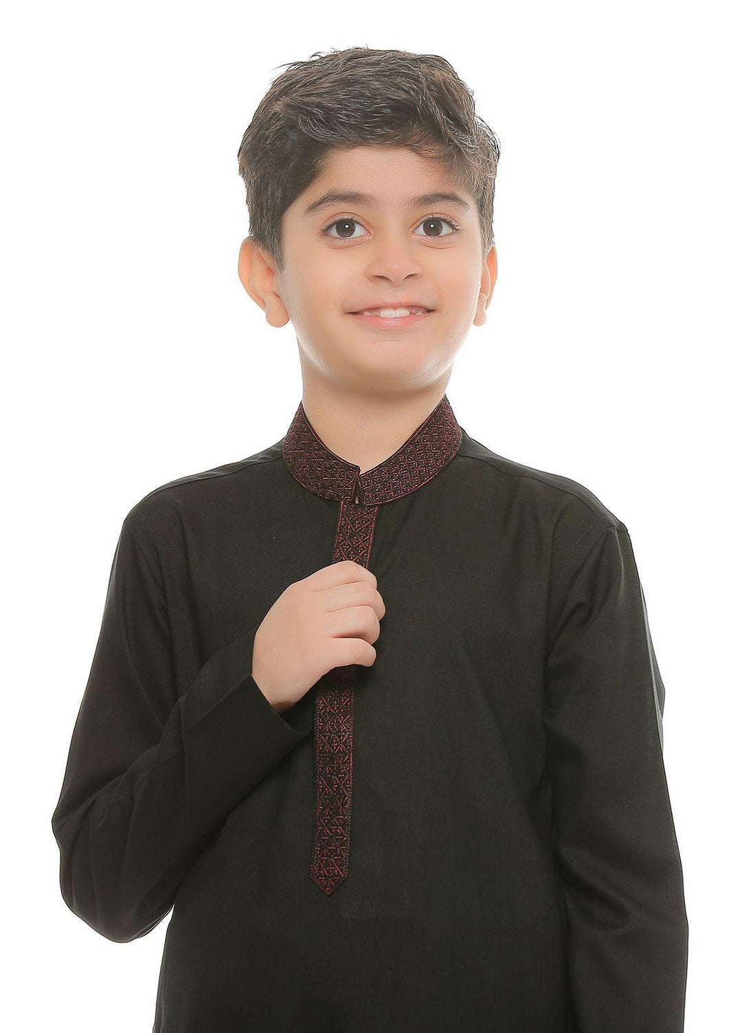 Real Image Wash N Wear Formal Kurta Shalwar for Boys -  KS-007 Black