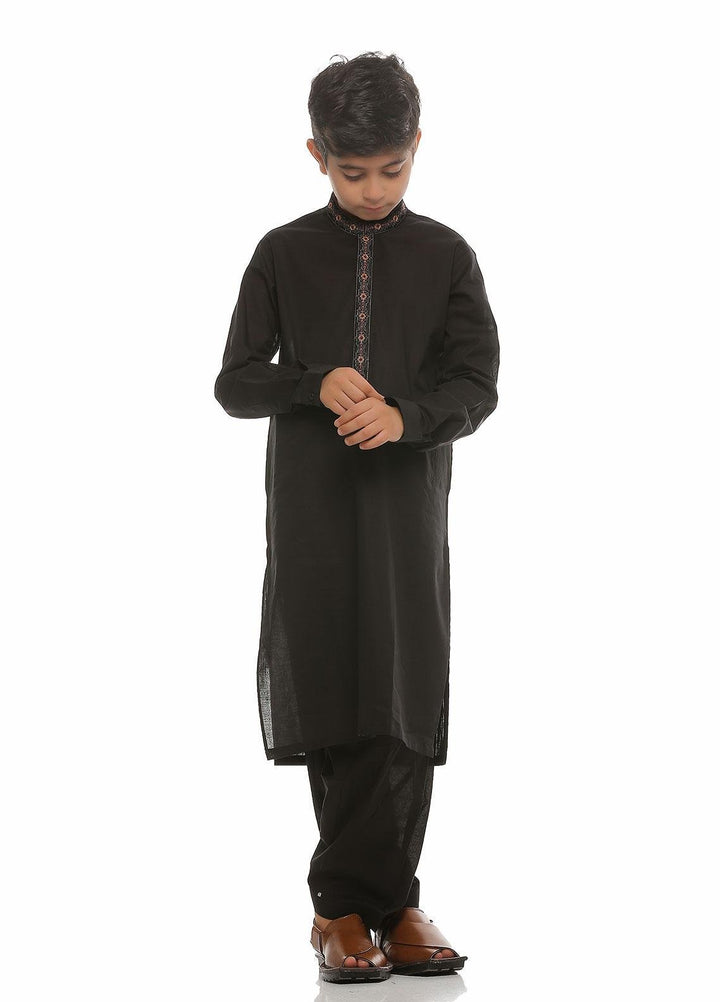 Real Image Wash N Wear Formal Kurta Shalwar for Boys -  KS-008 Black