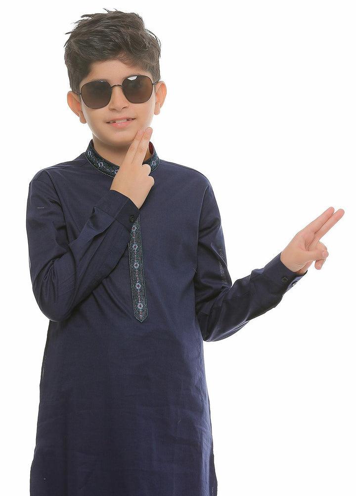 Real Image Wash N Wear Formal Boys Kurta Shalwar -  KS-008 Blue