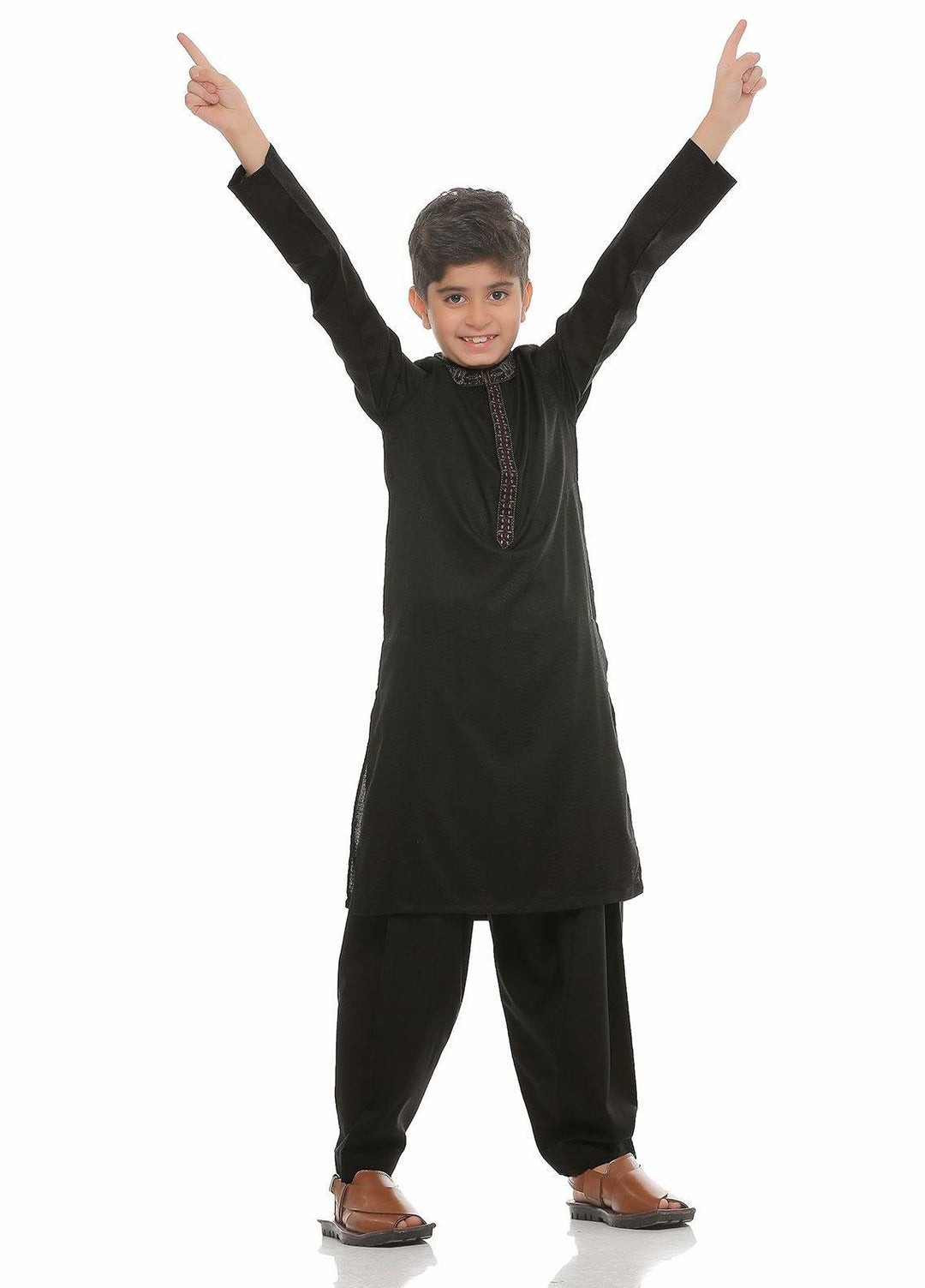 Real Image Wash N Wear Formal Kurta Shalwar for Boys -  Ks-475 Black