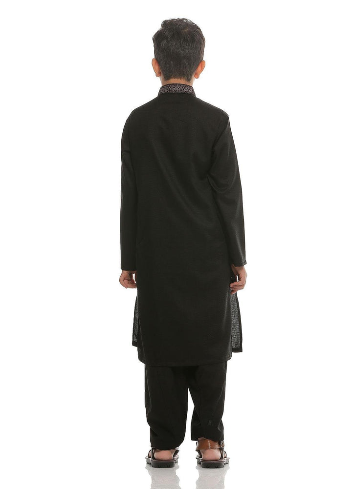 Real Image Wash N Wear Formal Kurta Shalwar for Boys -  Ks-475 Black