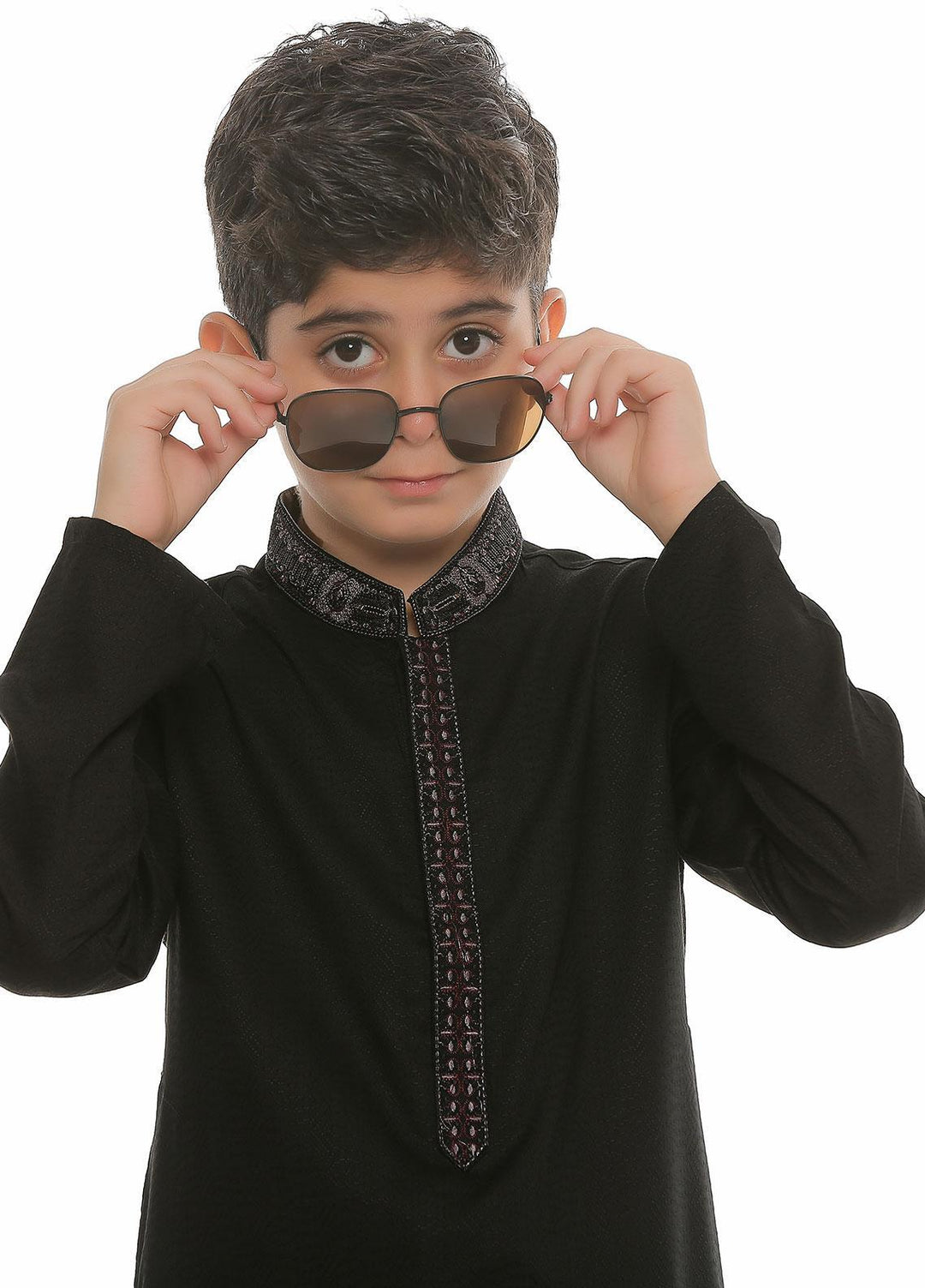 Real Image Wash N Wear Formal Kurta Shalwar for Boys -  Ks-475 Black