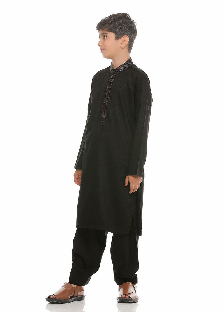 Real Image Wash N Wear Formal Kurta Shalwar for Boys -  Ks-475 Black