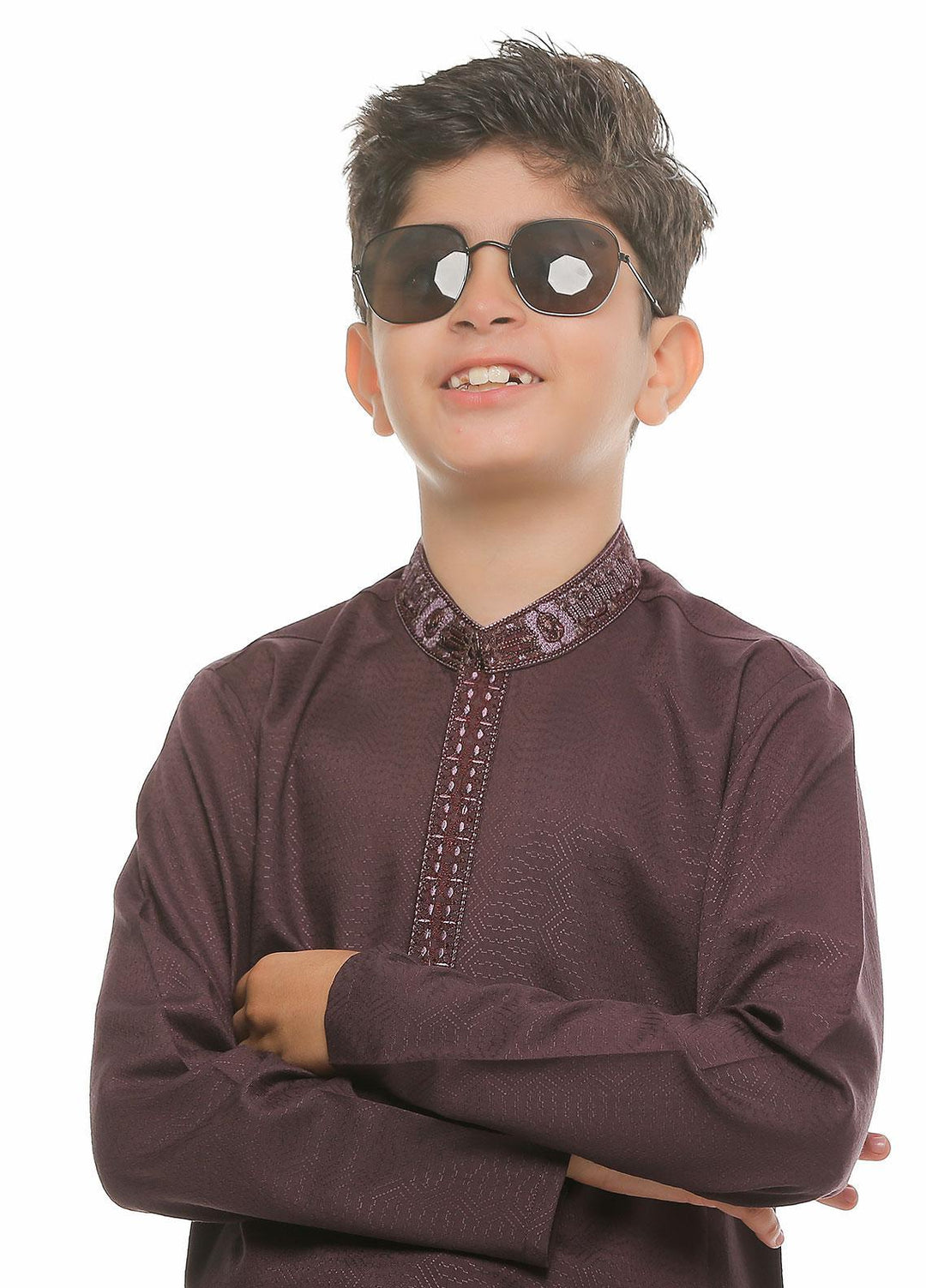 Real Image Wash N Wear Formal Boys Kurta Shalwar -  Ks-475 Purple