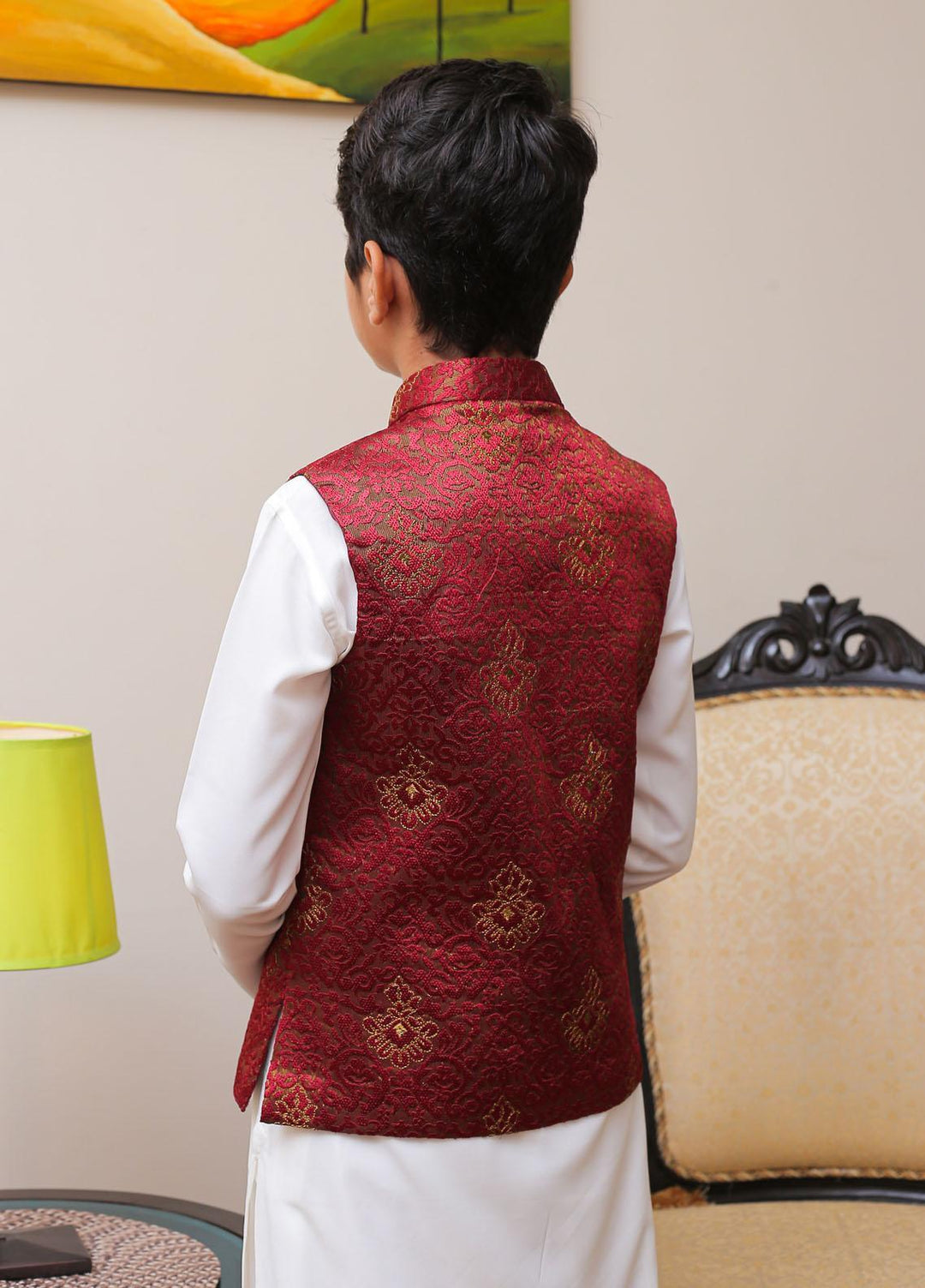Real Image Missouri Smart Fit Waistcoat for Kids -  OKW-001 Maroon