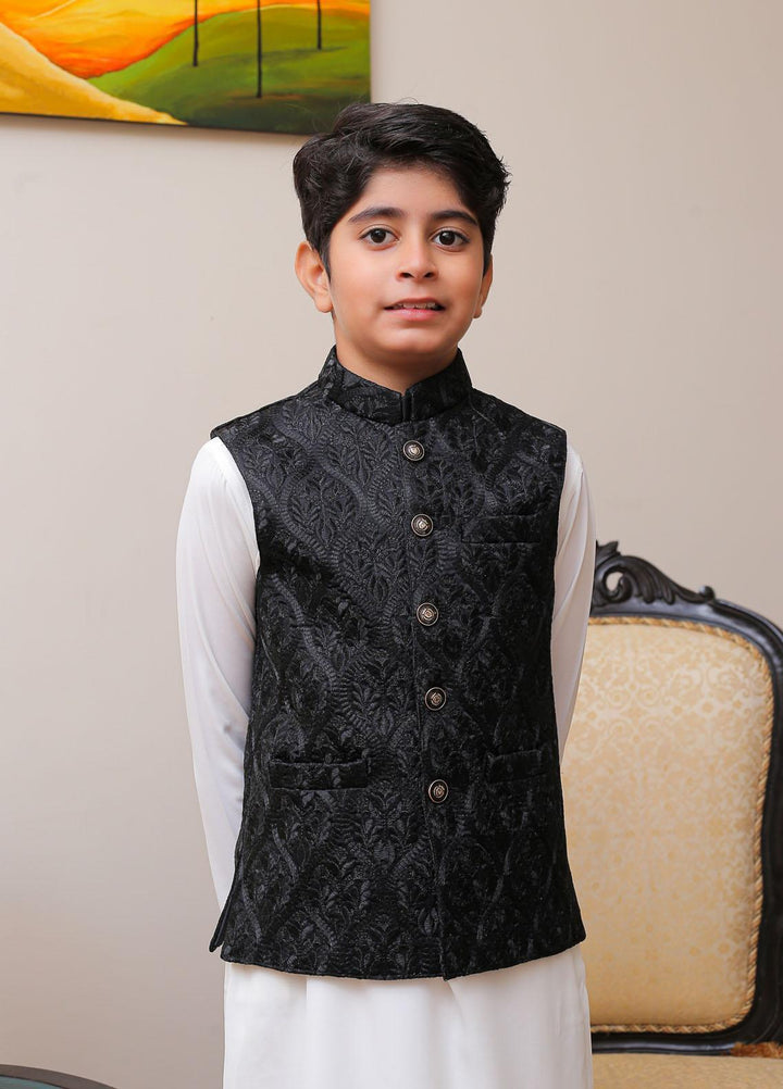 Real Image Silk Smart Fit Waistcoat for Kids -  OKW-003 Black