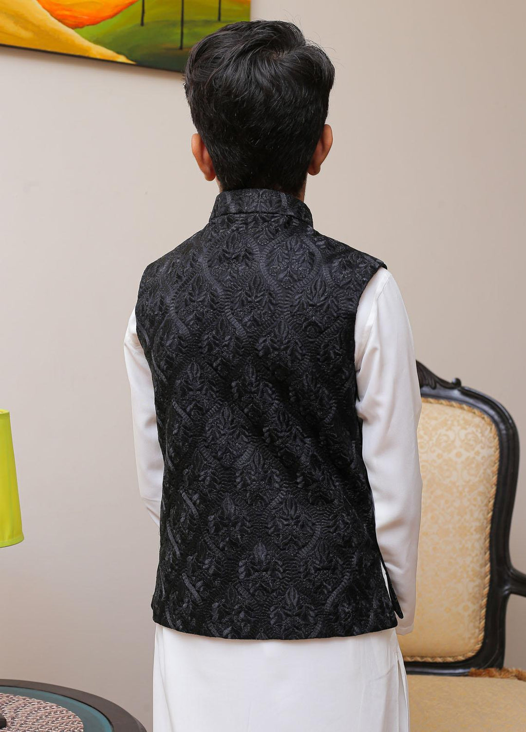 Real Image Silk Smart Fit Waistcoat for Kids -  OKW-003 Black