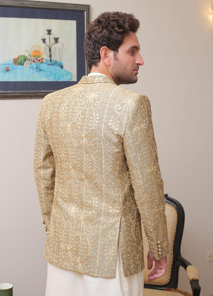 Real Image Raw Silk Formal Coat for Men -  OC - 004 Gold