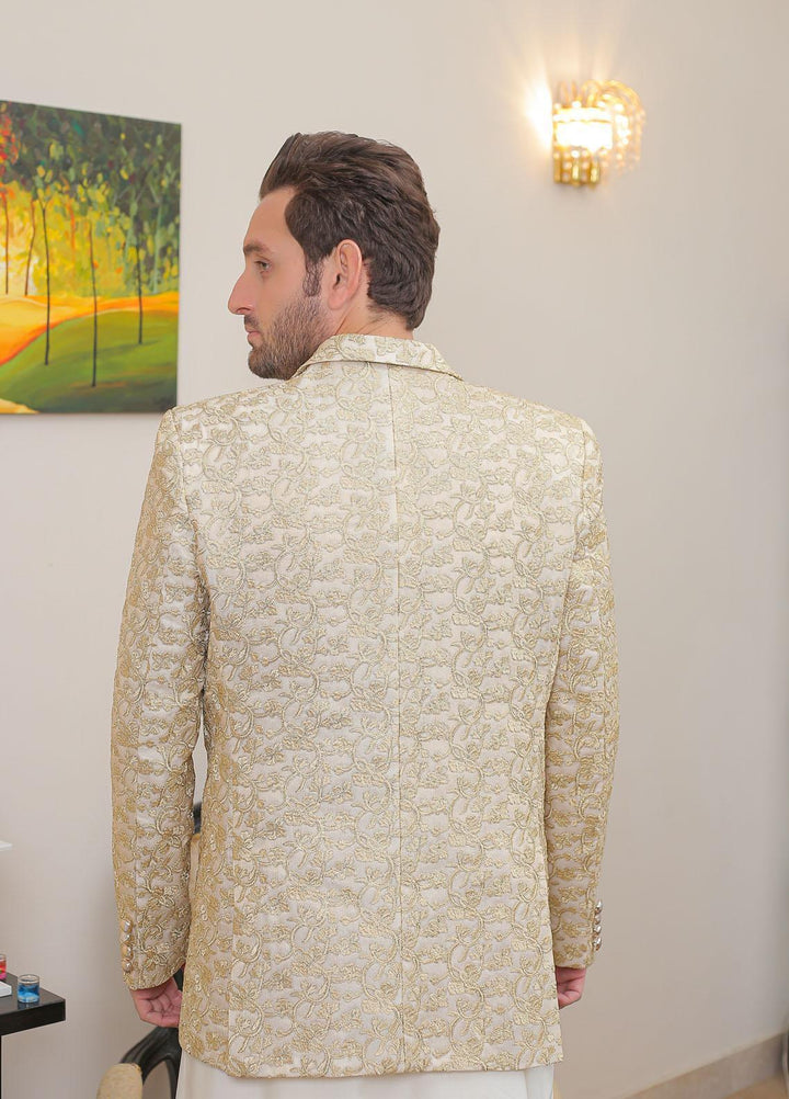 Real Image Raw Silk Formal Coat for Men -  OC - 019 Gold
