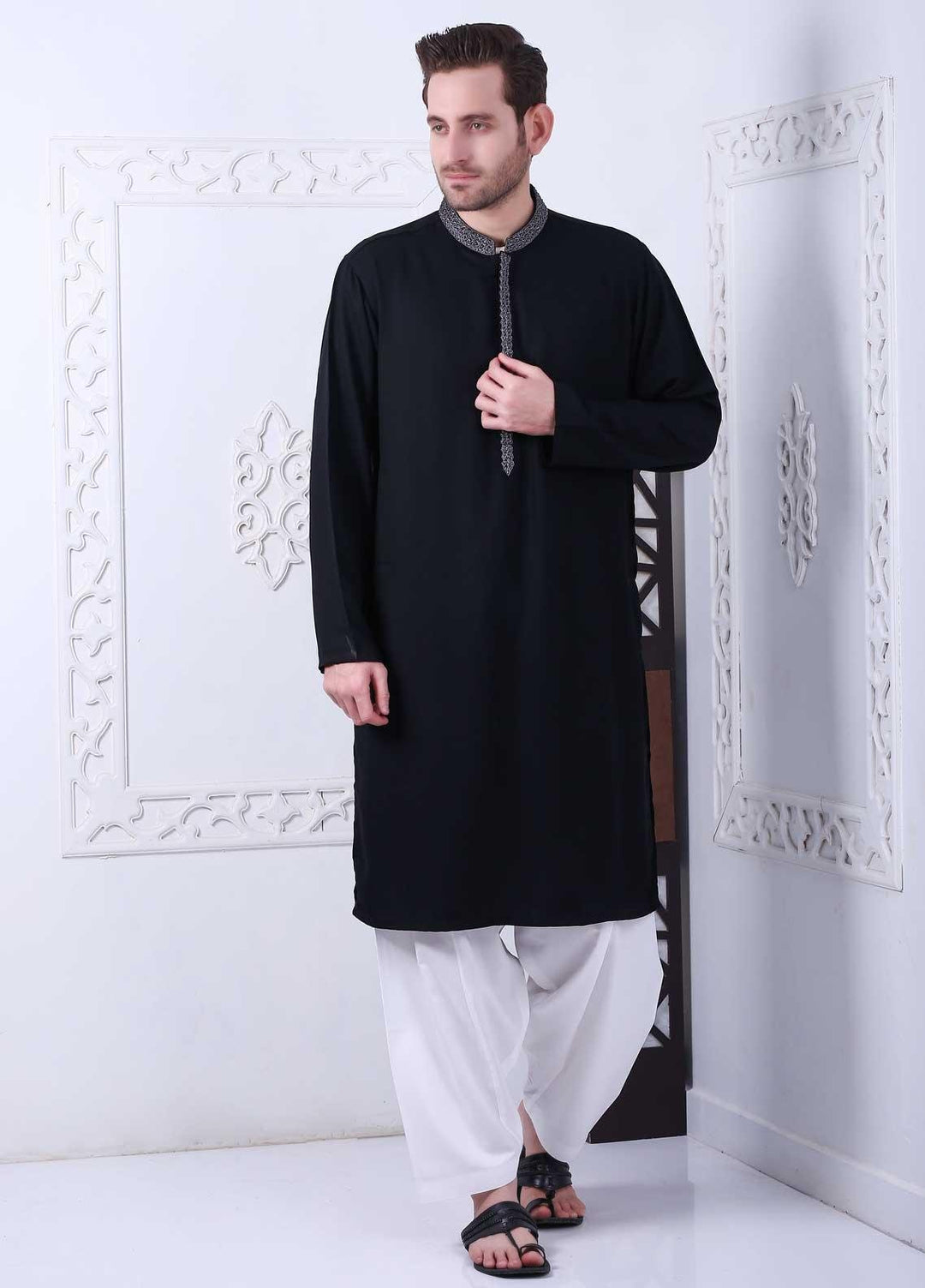 Real Image Cotton Casual Kurtas for Men -  RI20SK D-454 Black