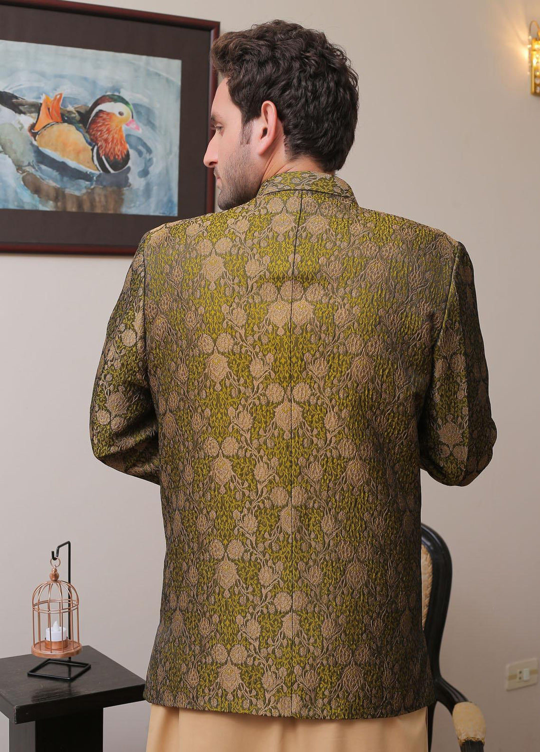Real Image Jamawar Formal Prince Coat for Men -  OPC - 006 Green