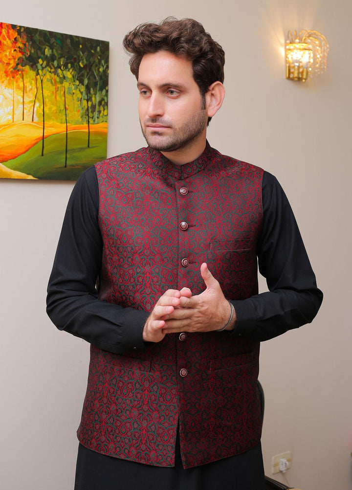 Real Image  Formal Waistcoat for Men -  WP - 119 G-Maroon