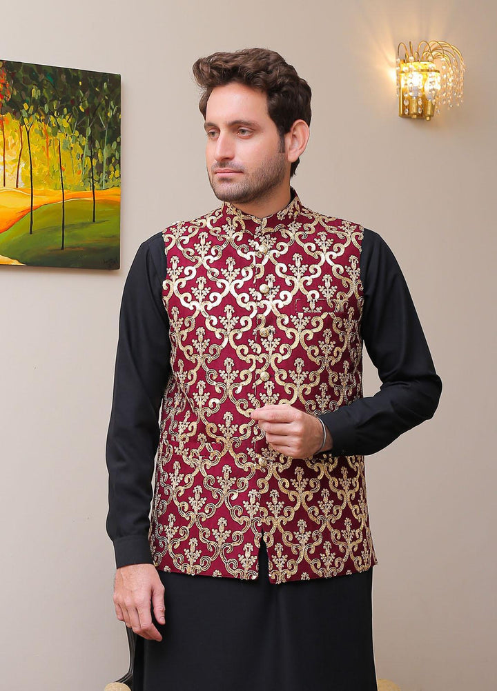 Real Image  Formal Waistcoat for Men -  W - 130 Maroon