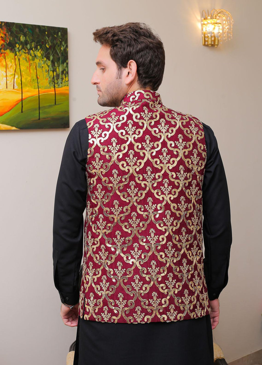 Real Image  Formal Waistcoat for Men -  W - 130 Maroon