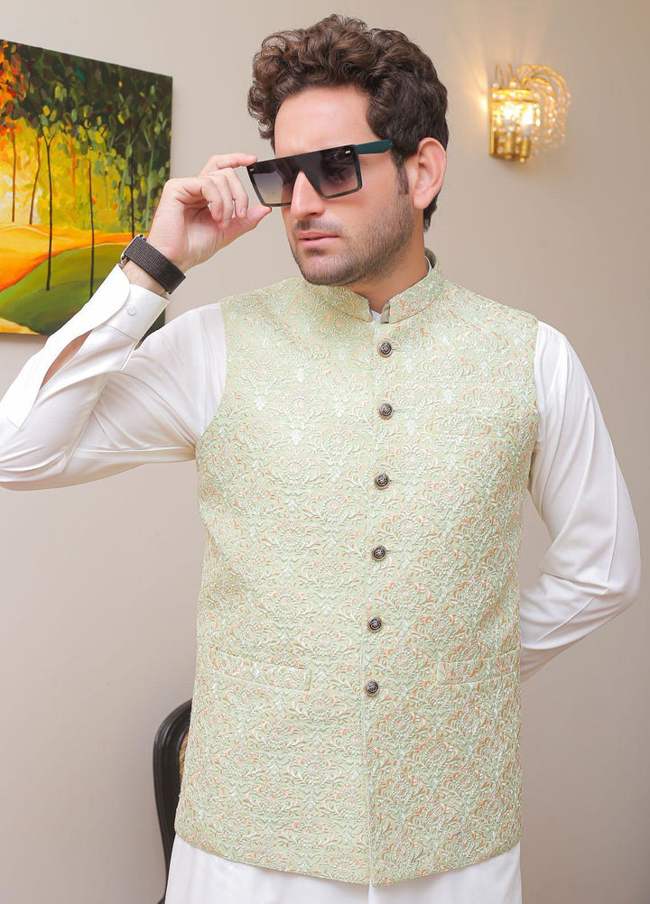 Real Image  Formal Waistcoat for Men -  W - 129 Green