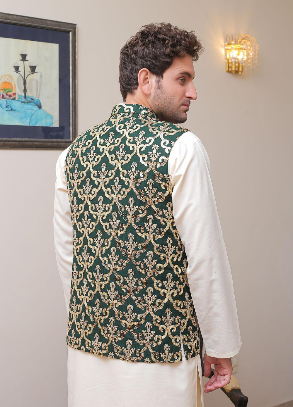 Real Image  Formal Waistcoat for Men -  W - 131 Green