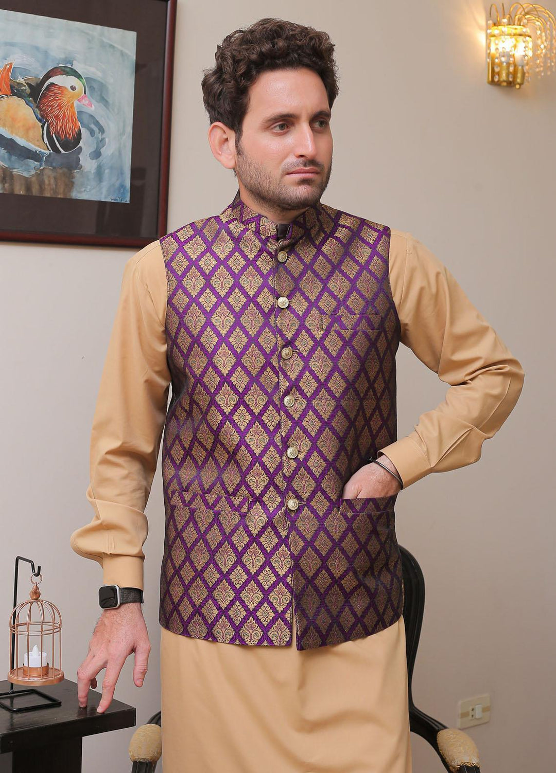 Real Image  Formal Waistcoat for Men -  WP - 132 Purple