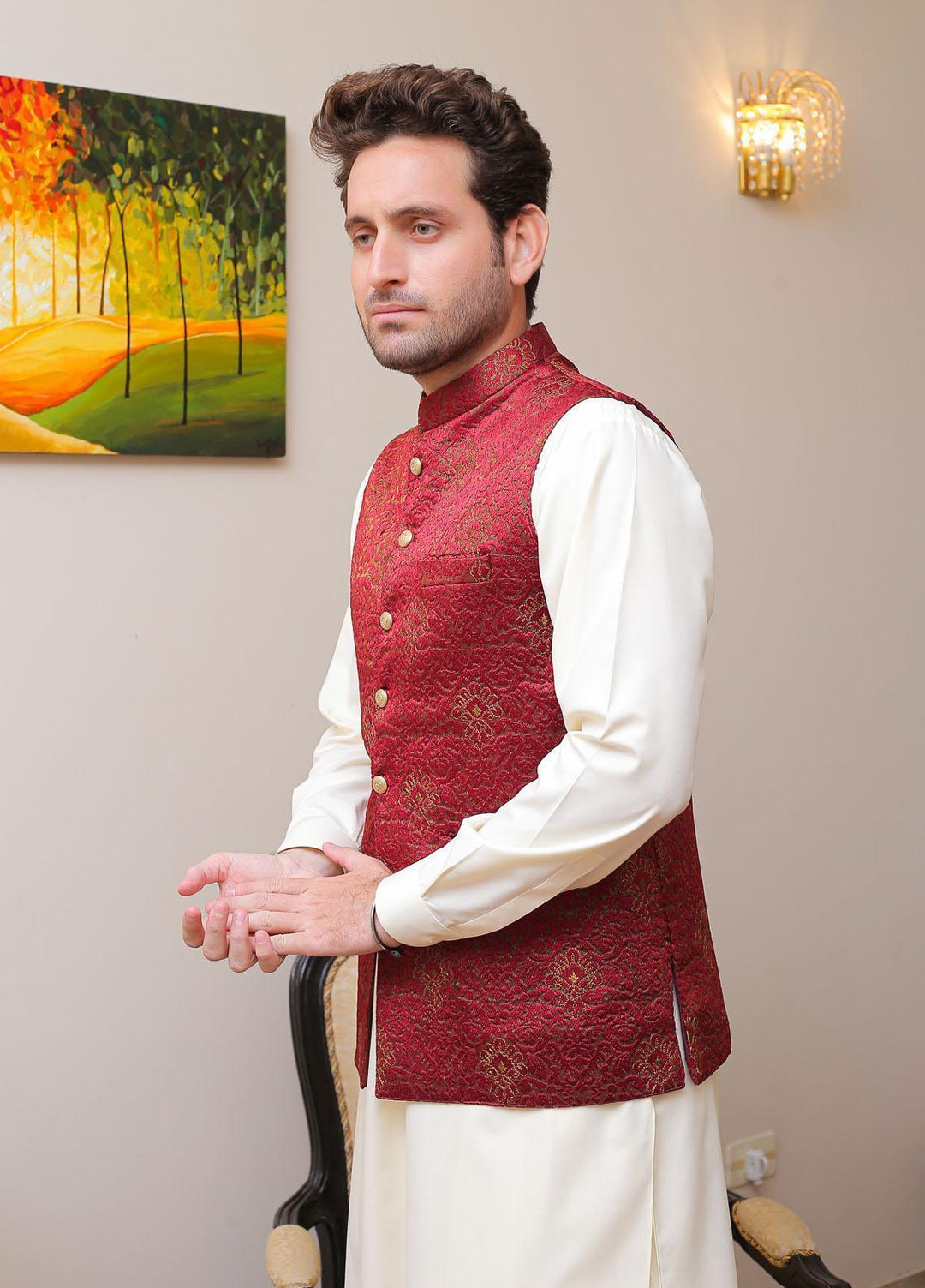 Real Image Missouri Formal Waistcoat for Men -  OW - 001 Maroon